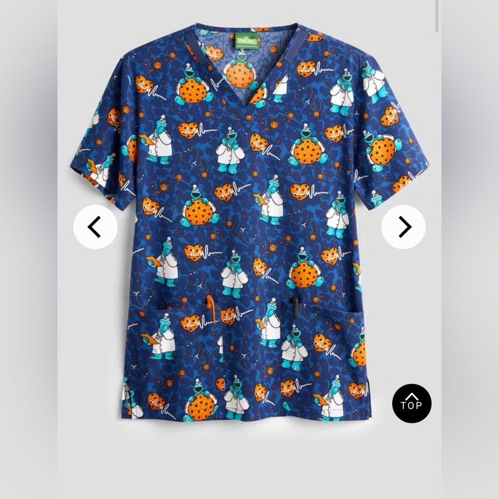 Blue Cookie Monster  Scrub Top